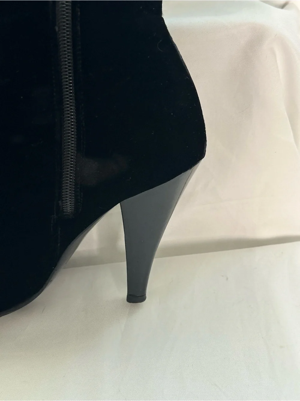 CHANEL Black Velvet Patent Leather Knee High Boots EU 36.5